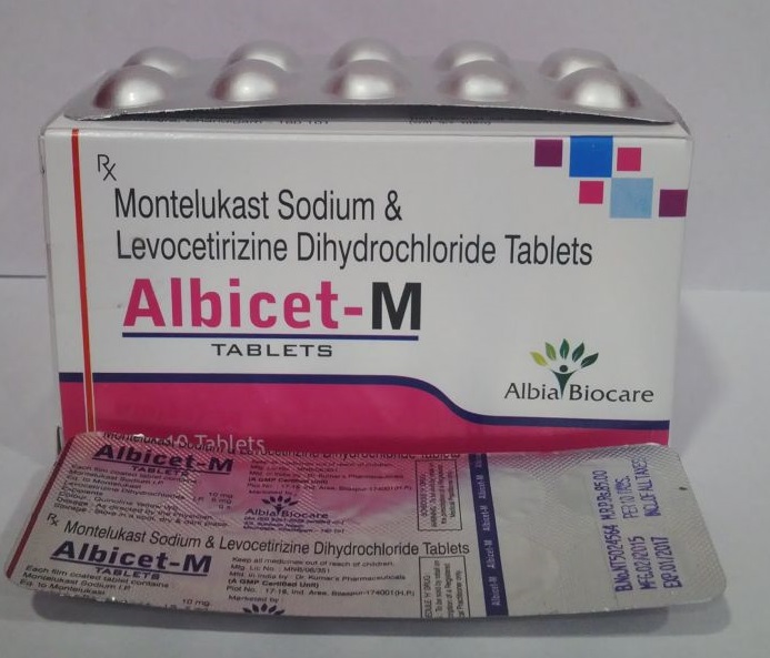 ALBICET-M TAB. | Levocetirizine HCL 5mg + Montelukast 10mg (Alu-Alu)